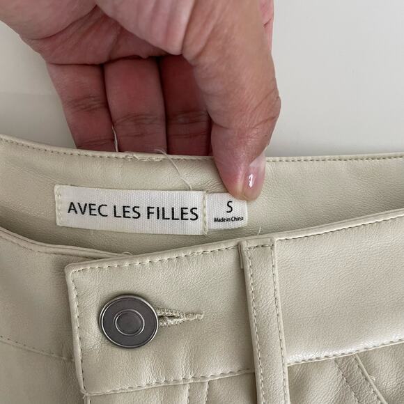 Avec Les Filles Barrel Fit Faux Leather Crop Pants Small - Picture 8 of 9